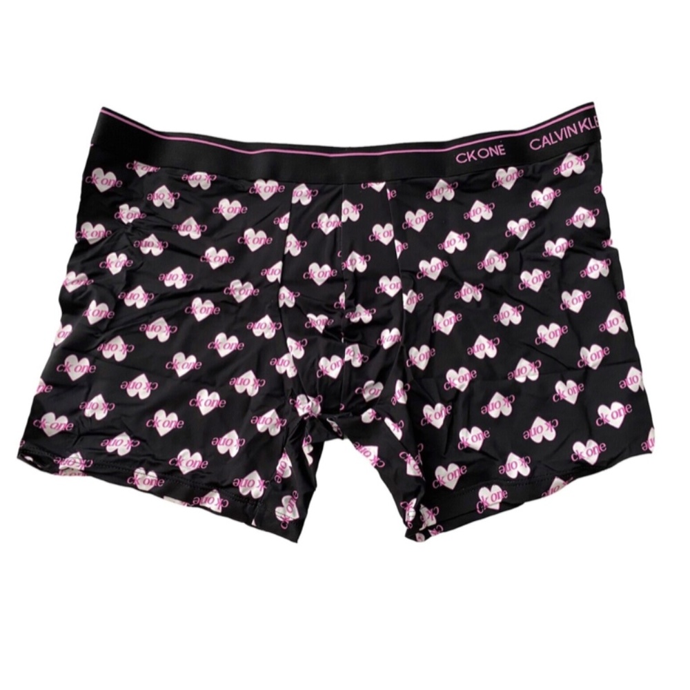 Calvin Klein New CK One Nylon Black Heart Logo Boxer Brief Underwear NB2226 471